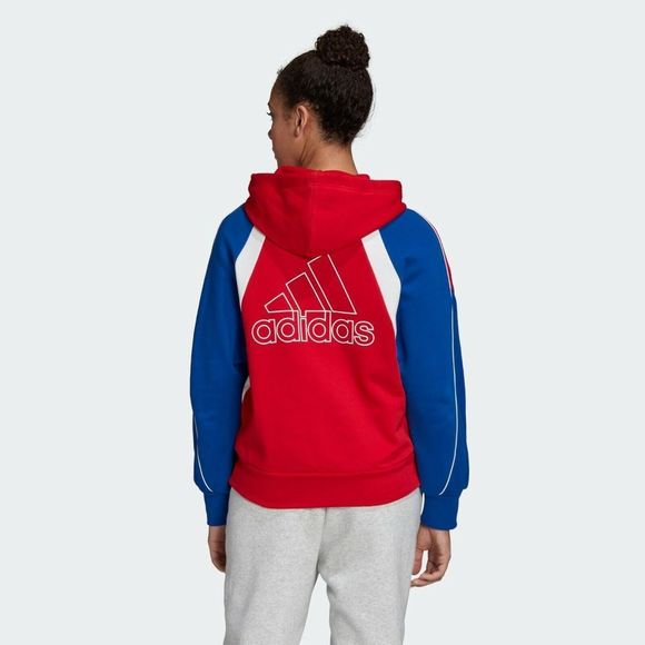 Adidas FS2455 Womens SZ XS Originals Red Blue COLORBLOCK FULL-ZIP HOODIE - Picture 3 of 6